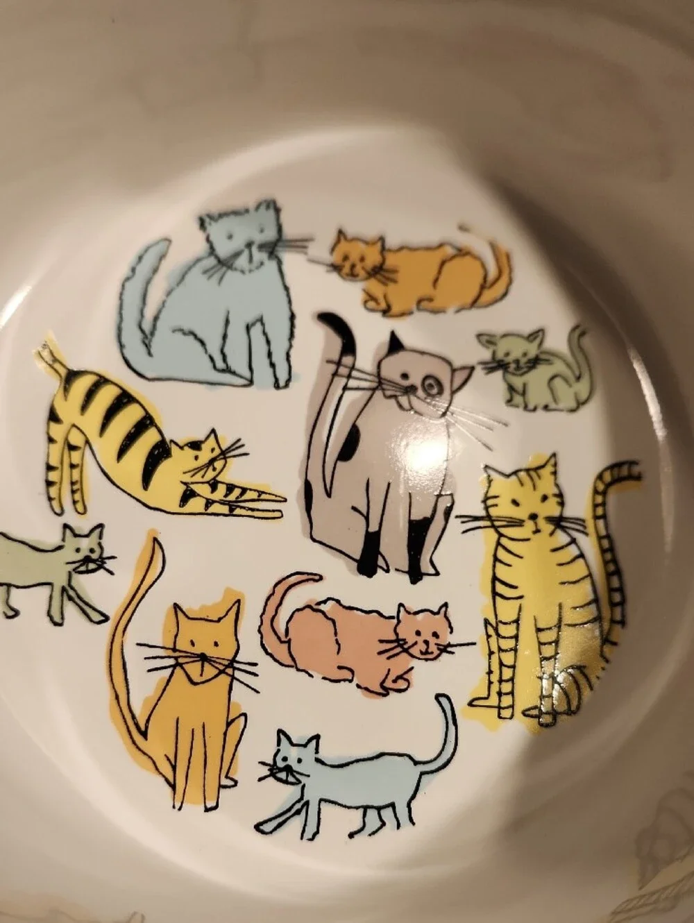 Ceramic Cat Print Pet Bowl - Light Blue 6
